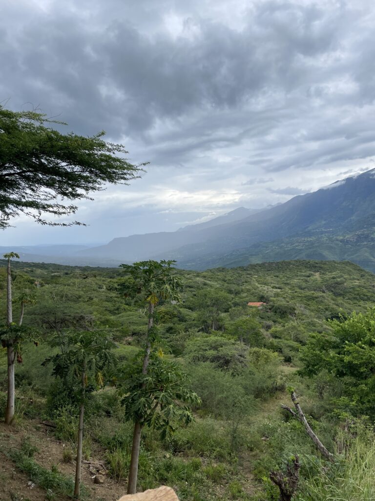 a view of the mountains from a bar in guane in santander colombia