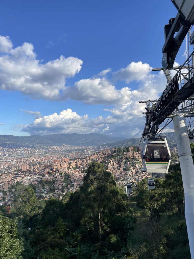 cable car to comuna 13 in medellin, colombia
