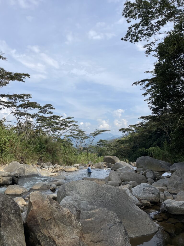 view from the charco del amor waterfall in cocorna antioquia colombia