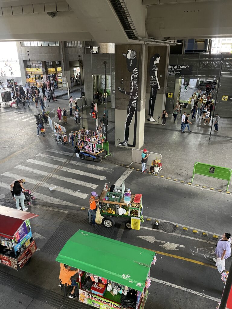 view from the city centre metro station in medellin colombia
