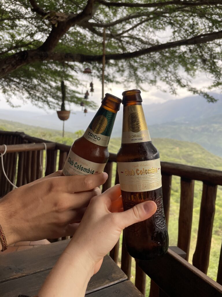 beer in guane after hiking camino real in barichara colombia
