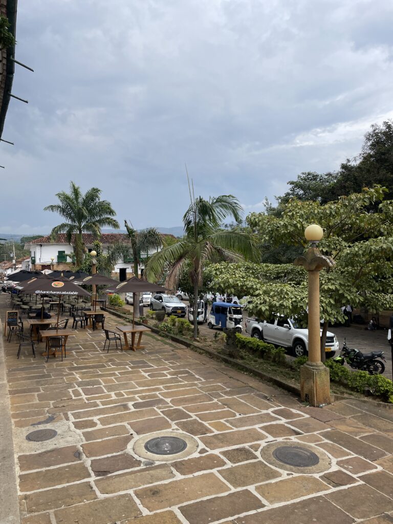 view from barichara main square colombia